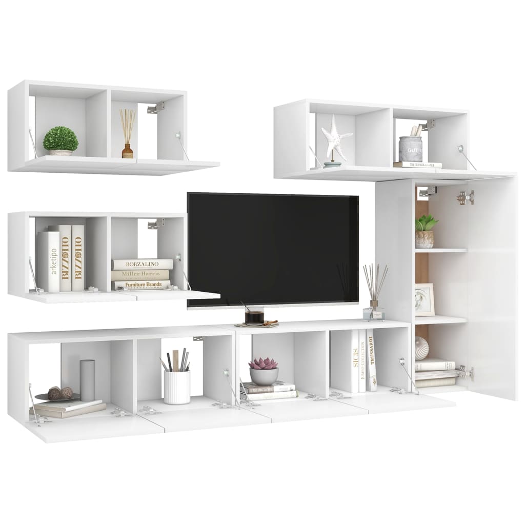 6Dílný Set Tv Skříněk Bílý Kompozitní Dřevo