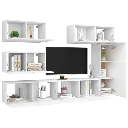 6Dílný Set Tv Skříněk Bílý Kompozitní Dřevo