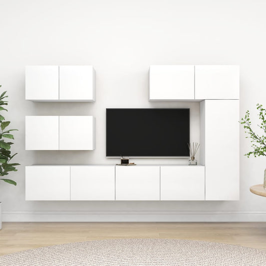 6Dílný Set Tv Skříněk Bílý Kompozitní Dřevo