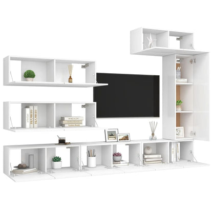 7Dílný Set Tv Skříněk Bílý Kompozitní Dřevo