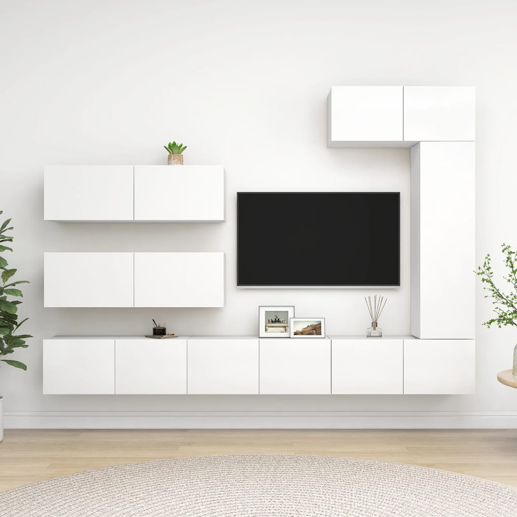 7Dílný Set Tv Skříněk Bílý Kompozitní Dřevo