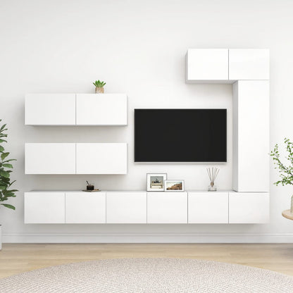 7Dílný Set Tv Skříněk Bílý Kompozitní Dřevo