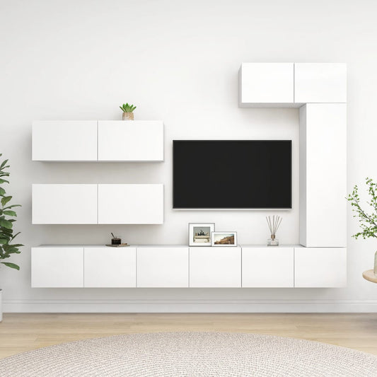 7Dílný Set Tv Skříněk Bílý Kompozitní Dřevo