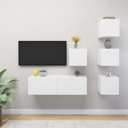 5Dílný Set Tv Skříněk Bílý Dřevotříska
