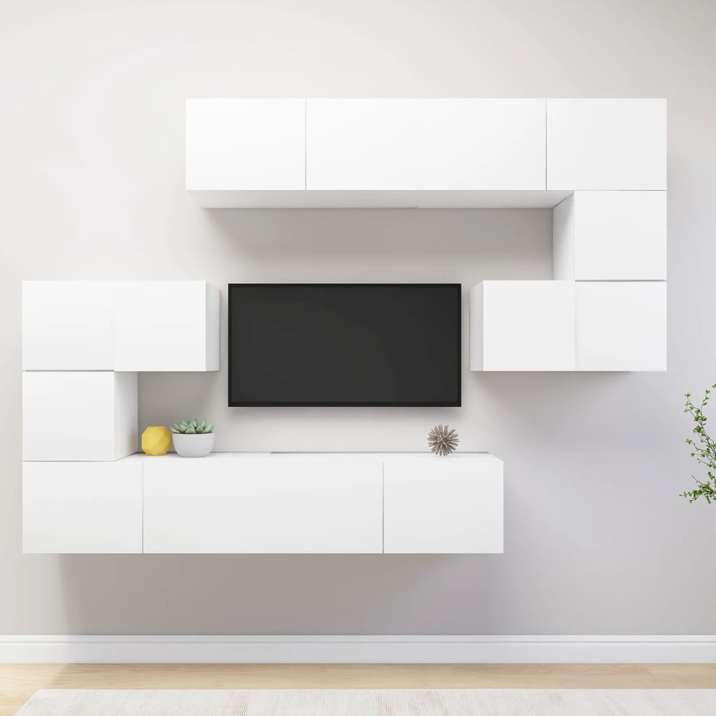 8Dílný Set Tv Skříněk Betonově Šedý Kompozitní Dřevo