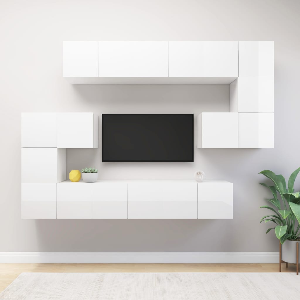 8Dílný Set Tv Skříněk Betonově Šedý Kompozitní Dřevo