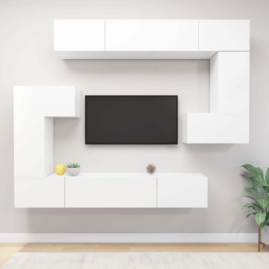 8Dílný Set Tv Skříněk Betonově Šedý Kompozitní Dřevo