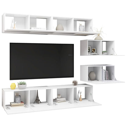 6Dílný Set Tv Skříněk Bílý Kompozitní Dřevo