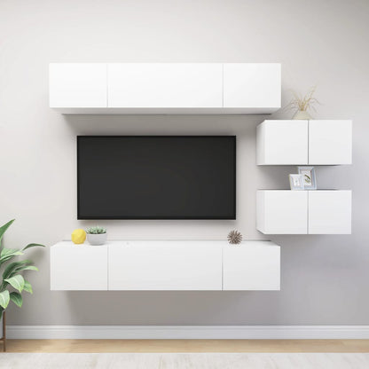 6Dílný Set Tv Skříněk Bílý Kompozitní Dřevo