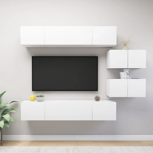 6Dílný Set Tv Skříněk Bílý Kompozitní Dřevo
