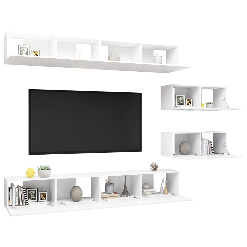 6Dílný Set Tv Skříněk Bílý Kompozitní Dřevo