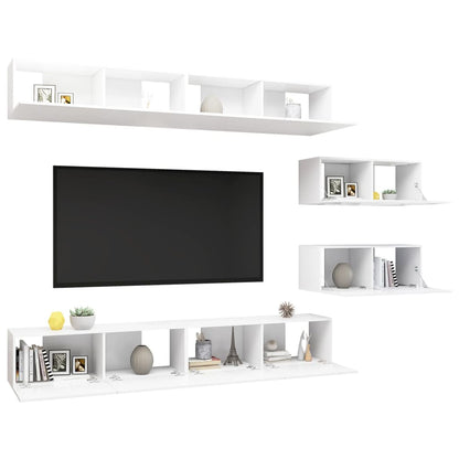 6Dílný Set Tv Skříněk Bílý Kompozitní Dřevo