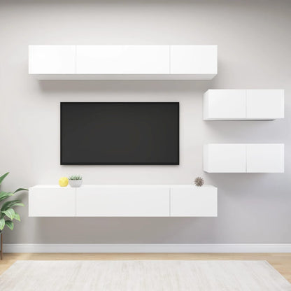 6Dílný Set Tv Skříněk Bílý Kompozitní Dřevo