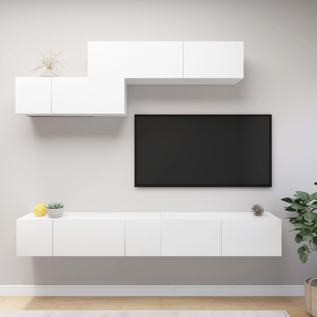 7Dílný Set Tv Skříněk Betonově Šedý Kompozitní Dřevo