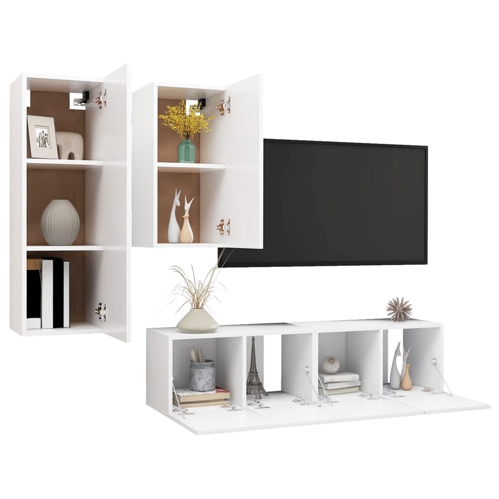 4Dílný Set Tv Skříněk Bílý Kompozitní Dřevo