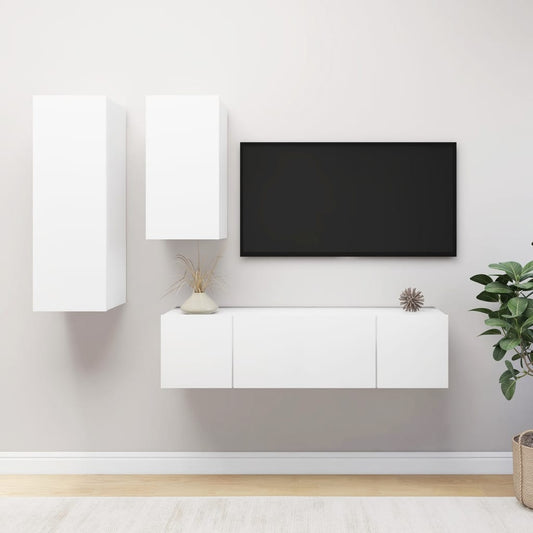 4Dílný Set Tv Skříněk Bílý Kompozitní Dřevo