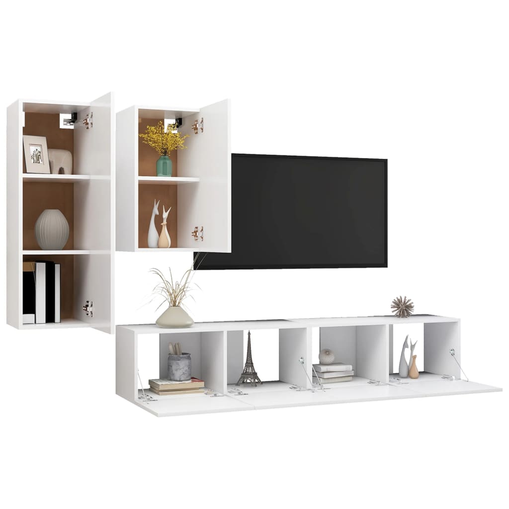 4Dílný Set Tv Skříněk Bílý Kompozitní Dřevo