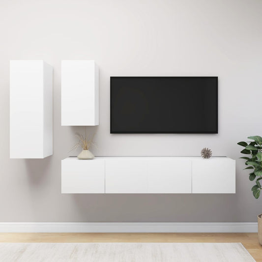 4Dílný Set Tv Skříněk Bílý Kompozitní Dřevo