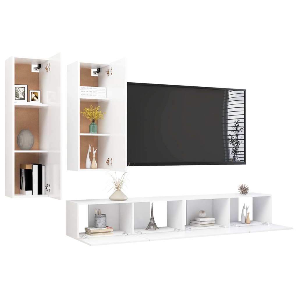 4Dílný Set Tv Skříněk Bílý Kompozitní Dřevo