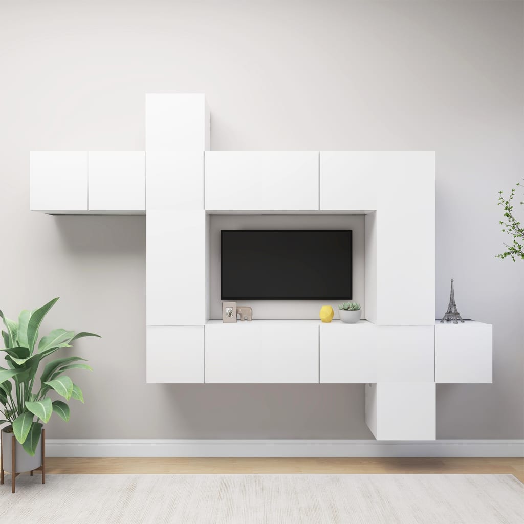 9Dílný Set Tv Skříněk Bílý Kompozitní Dřevo