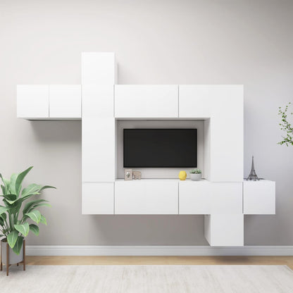9Dílný Set Tv Skříněk Bílý Kompozitní Dřevo