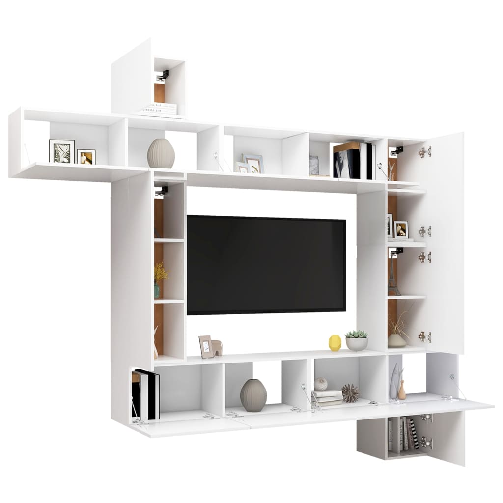 9Dílný Set Tv Skříněk Bílý Kompozitní Dřevo