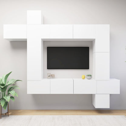 9Dílný Set Tv Skříněk Bílý Kompozitní Dřevo