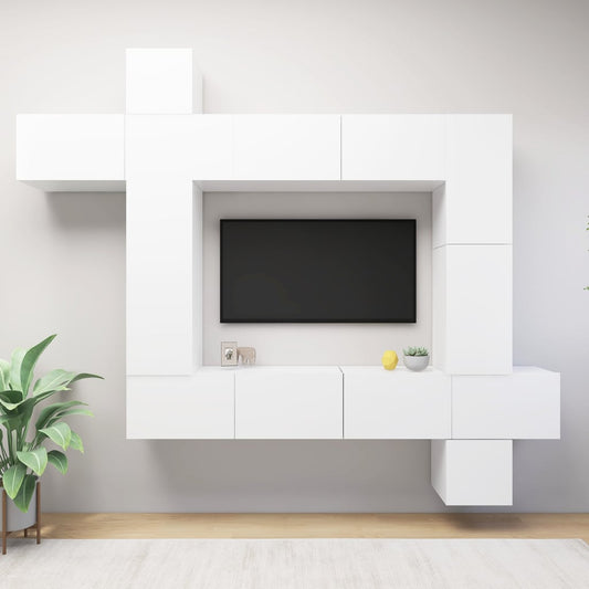 9Dílný Set Tv Skříněk Bílý Kompozitní Dřevo