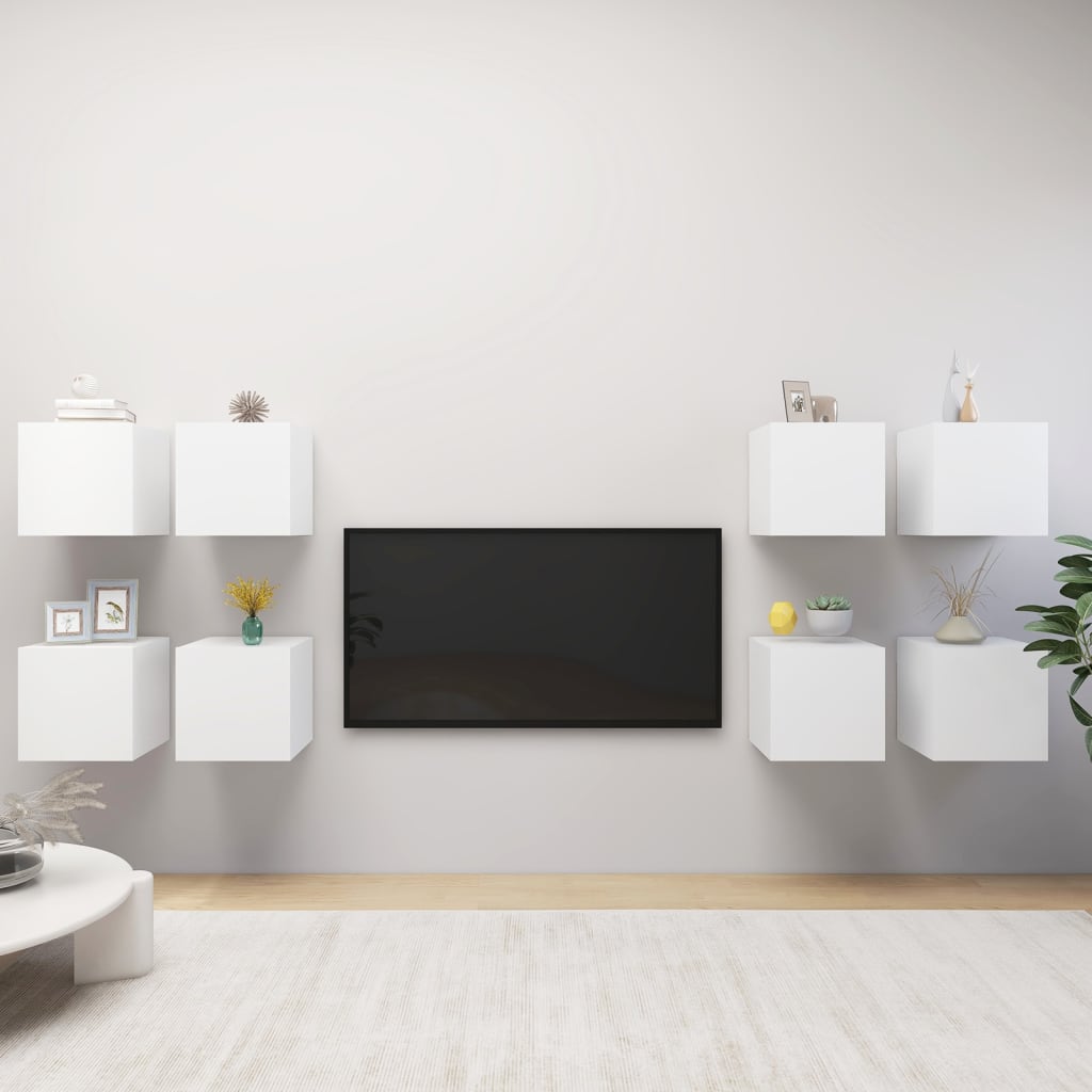 Nástěnné Tv Skříňky 8 Ks Šedé 30,5 X 30 X 30 Cm