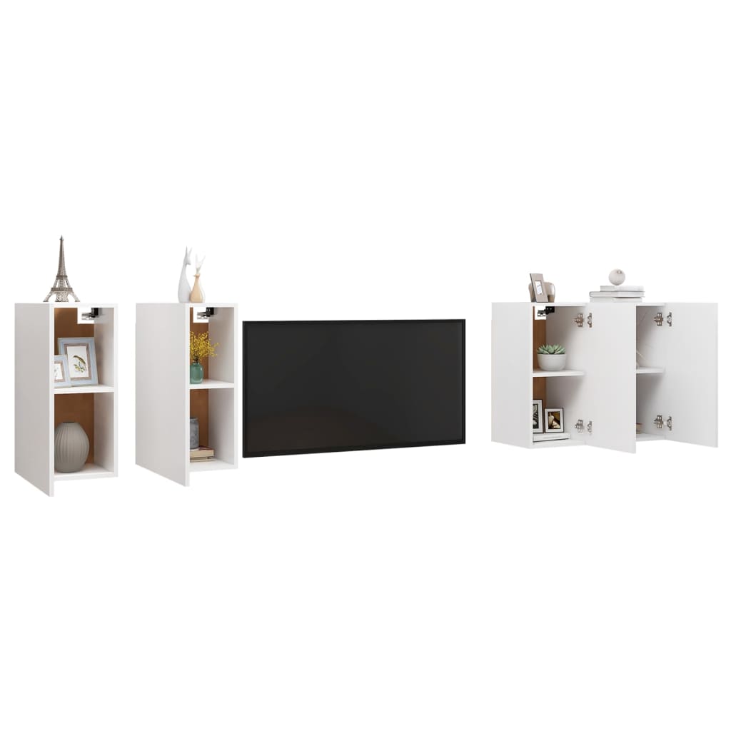 Tv Skříňky 4 Ks Bílé 30,5 X 30 X 60 Cm Kompozitní Dřevo