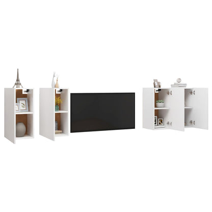 Tv Skříňky 4 Ks Bílé 30,5 X 30 X 60 Cm Kompozitní Dřevo