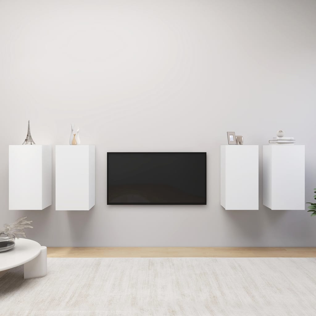 Tv Skříňky 4 Ks Bílé 30,5 X 30 X 60 Cm Kompozitní Dřevo