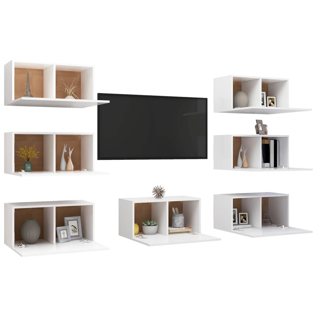 Tv Skříňky 7 Ks Bílé 30,5 X 30 X 60 Cm Kompozitní Dřevo