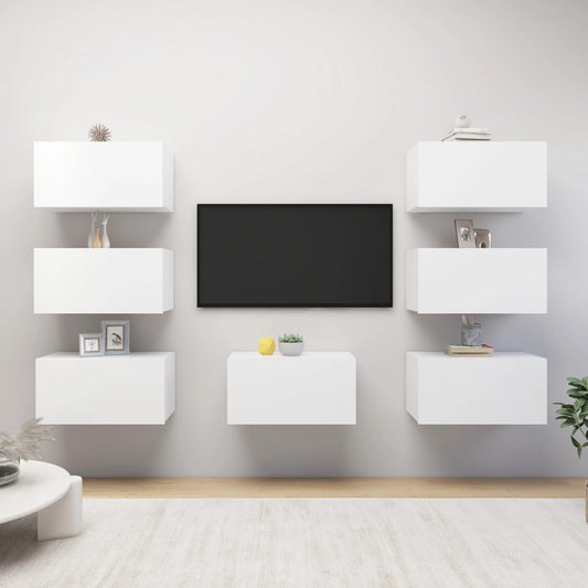 Tv Skříňky 7 Ks Bílé 30,5 X 30 X 60 Cm Kompozitní Dřevo
