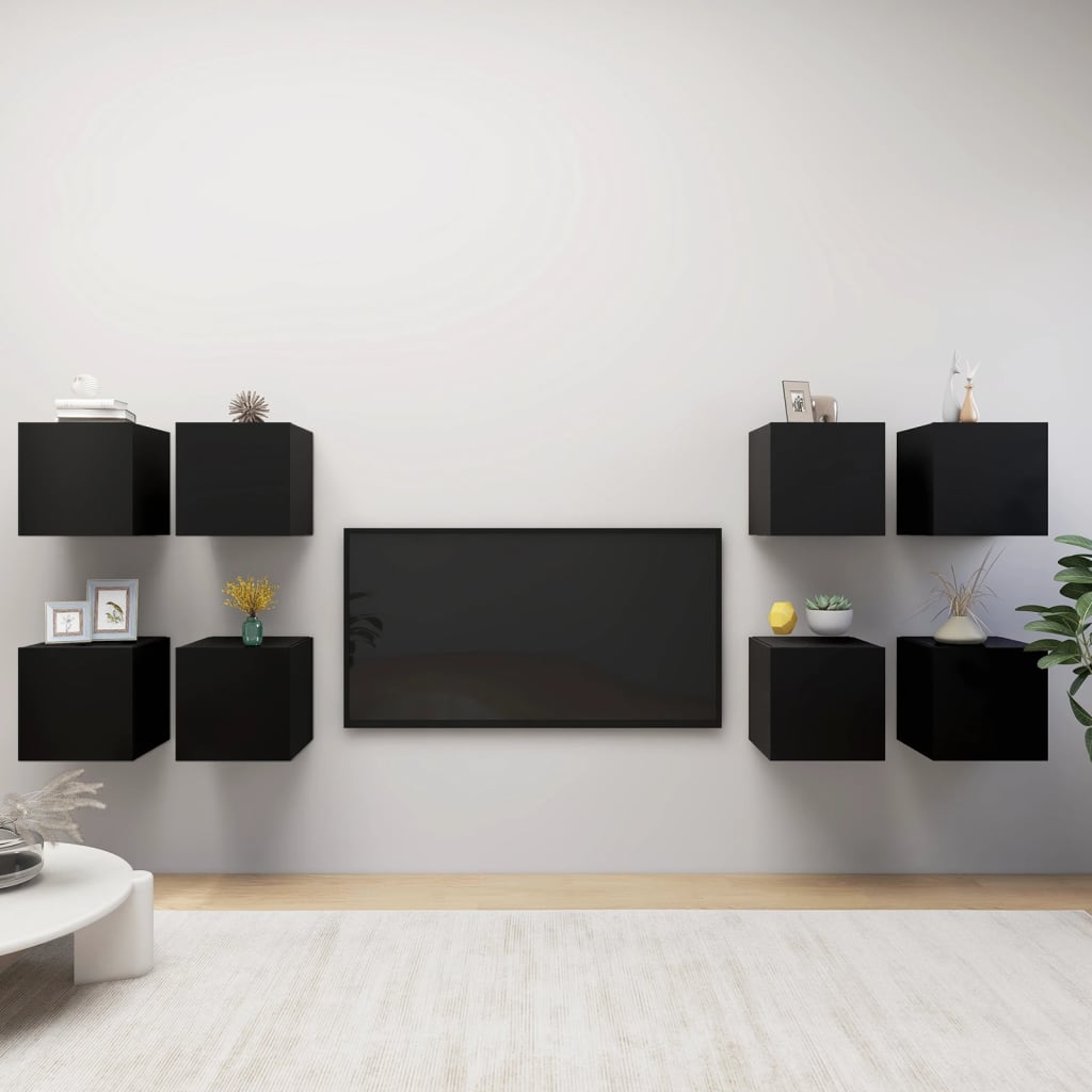 Nástěnné Tv Skříňky 8 Ks Šedé 30,5 X 30 X 30 Cm