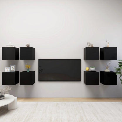 Nástěnné Tv Skříňky 8 Ks Šedé 30,5 X 30 X 30 Cm