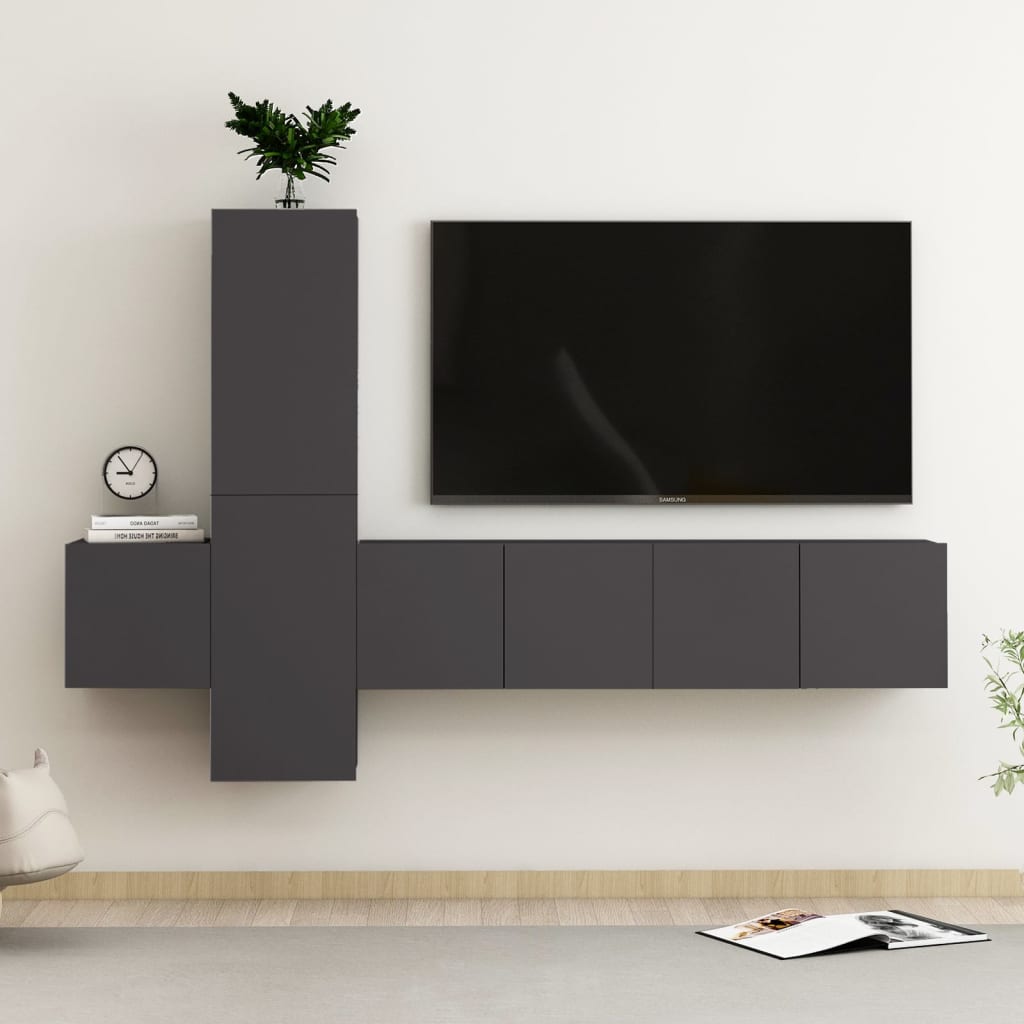 3Dílný Set Tv Skříněk Betonově Šedý Kompozitní Dřevo