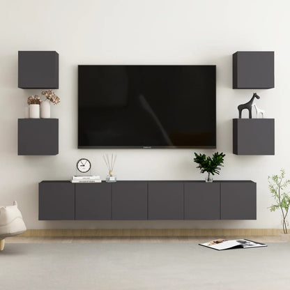 6Dílný Set Tv Skříněk Betonově Šedý Kompozitní Dřevo