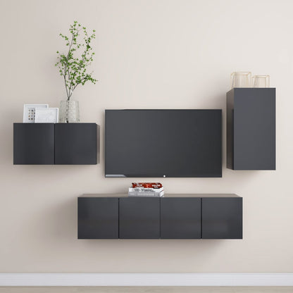 4Dílný Set Tv Skříněk Betonově Šedý Kompozitní Dřevo