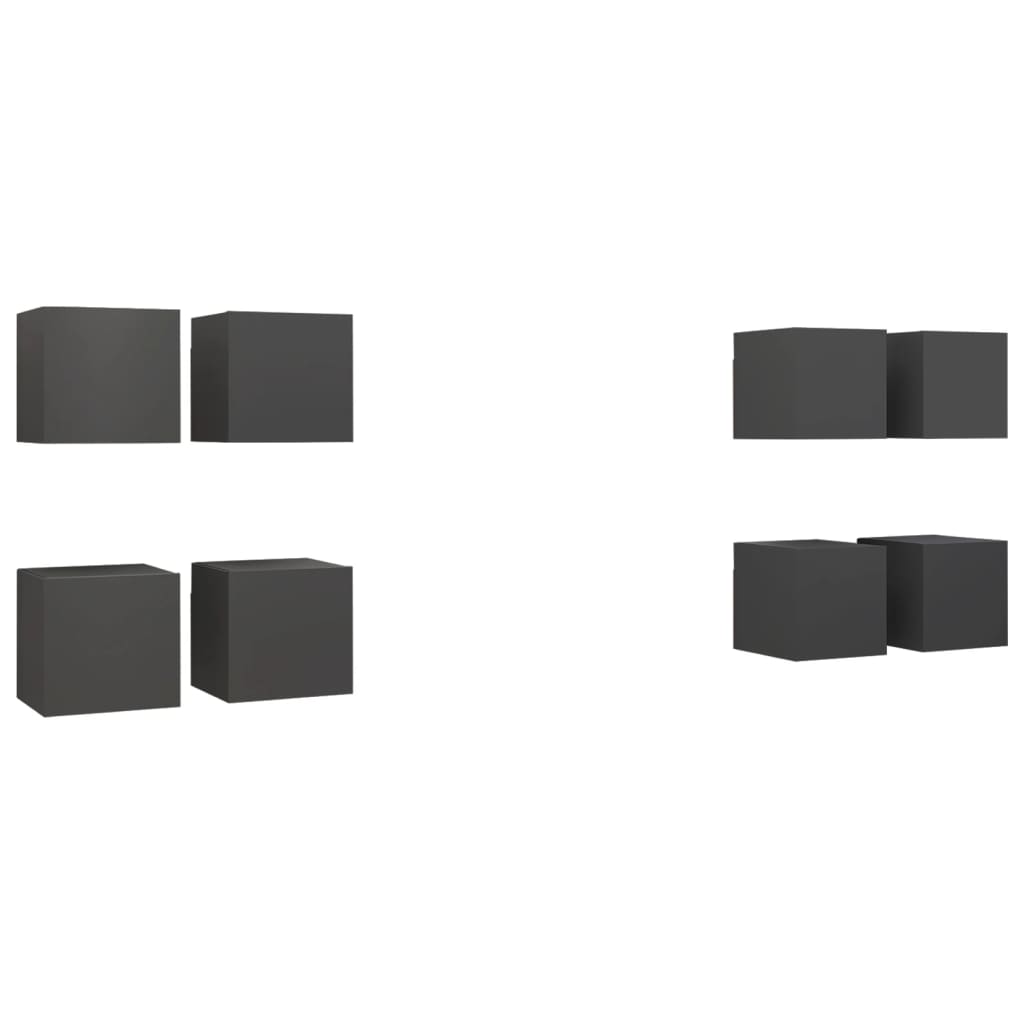 Nástěnné Tv Skříňky 8 Ks Šedé 30,5 X 30 X 30 Cm
