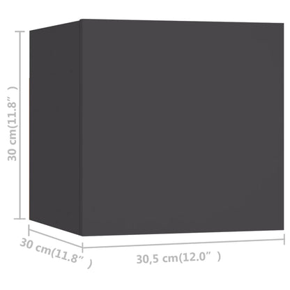 Nástěnné Tv Skříňky 8 Ks Šedé 30,5 X 30 X 30 Cm