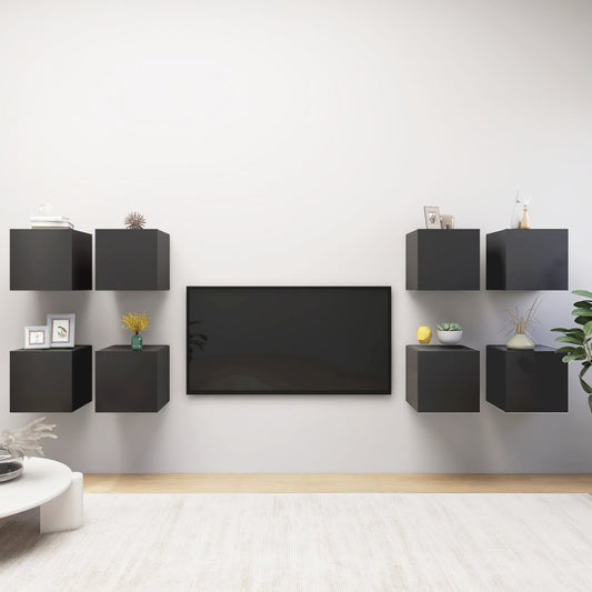 Nástěnné Tv Skříňky 8 Ks Šedé 30,5 X 30 X 30 Cm