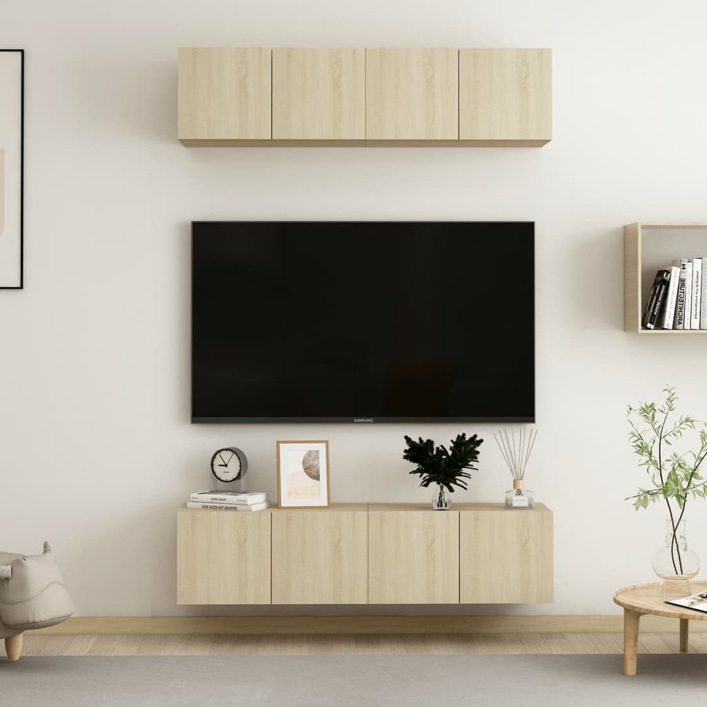 Tv Skříňky 4 Ks Betonově Šedé 60 X 30 X 30 Cm Kompozitní Dřevo
