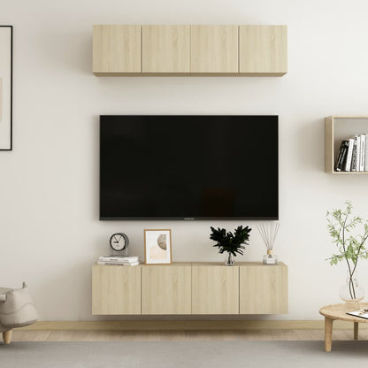 Tv Skříňky 4 Ks Betonově Šedé 60 X 30 X 30 Cm Kompozitní Dřevo