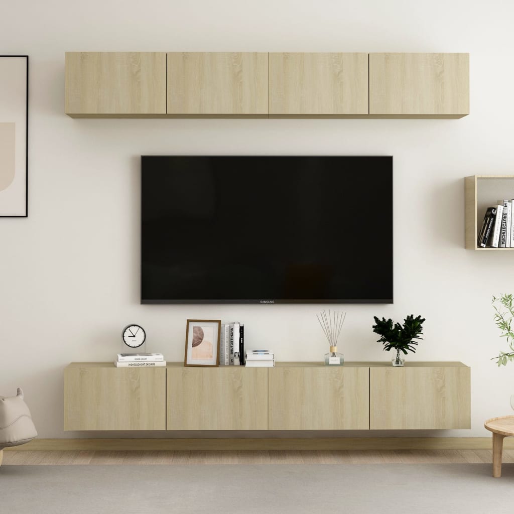 Tv Skříňky 4 Ks Betonově Šedé 60 X 30 X 30 Cm Kompozitní Dřevo