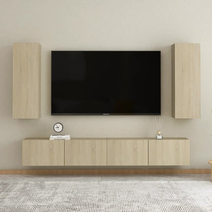 4Dílný Set Tv Skříněk Dub Sonoma Kompozitní Dřevo