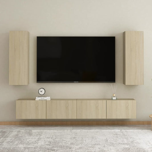 4Dílný Set Tv Skříněk Dub Sonoma Kompozitní Dřevo