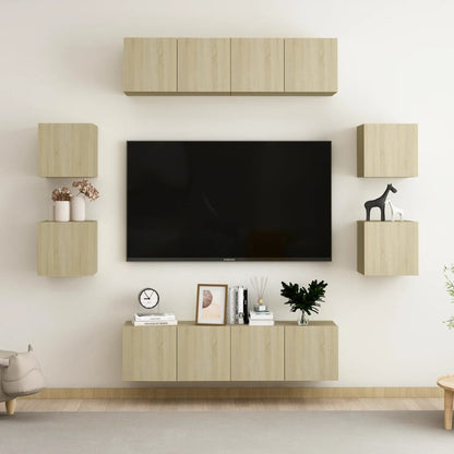 8Dílný Set Tv Skříněk Dub Sonoma Kompozitní Dřevo
