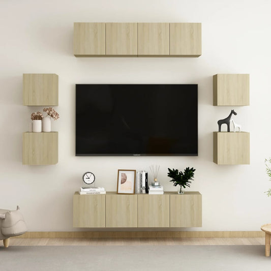 8Dílný Set Tv Skříněk Dub Sonoma Kompozitní Dřevo