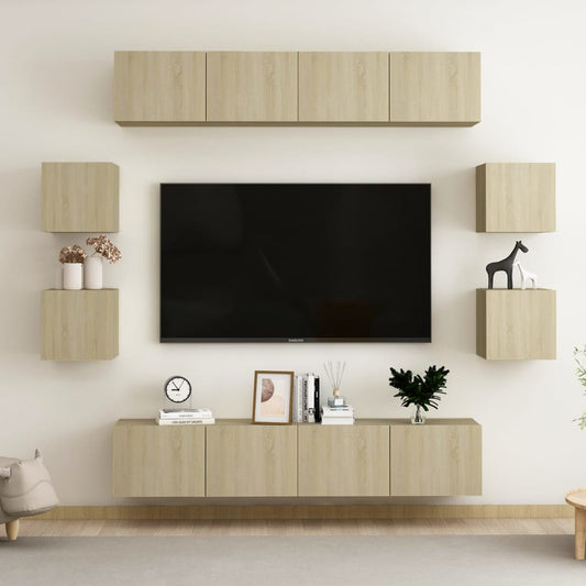 8Dílný Set Tv Skříněk Dub Sonoma Kompozitní Dřevo